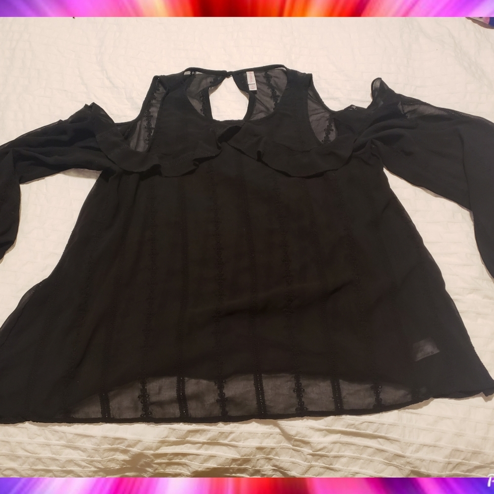 See through black lacey off the shoulder top
